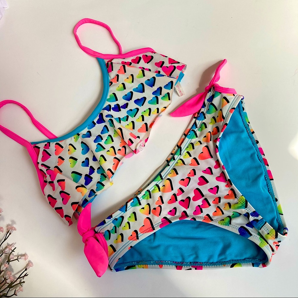 PS | Girls Bikini 2 piece  Multi color Hearts sz10